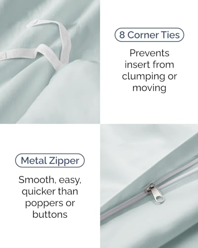 Image of Duvet Cover Twin /Twin XL Size Set - Extra Soft Twin /Twin XL Duvet Cover 68 inch x 90 inch with 1 Pillow Sham for Women, Men, Kids & Teens - Comfy, Easy-Care & Fade Free w / Zipper Closures & Ties (Ice Blue)