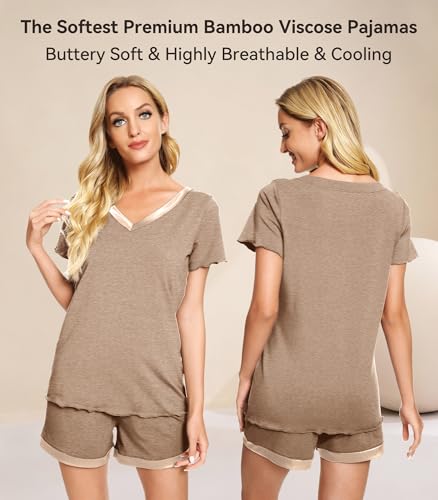 Image of WiWi Bamboo Viscose Womens Pajamas Cooling Sleepwear for Hot Flashes S-4X