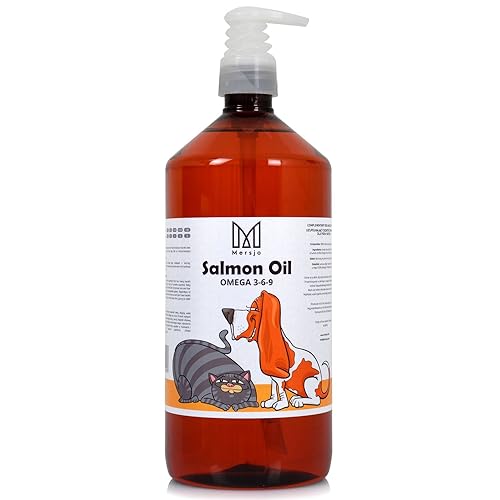 MERSJO Lachsöl für Hunde und Katzen 1000ml - Reich an Nährstoffen und Omega 3, Unterstützt das Immunsystem - Katzen Zubehör, Lachsöl Hunde, Anti-Allergisch, Ernährungsanreicherung