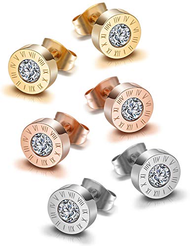Boucle d'oreille acier inoxydable clou zirconium pour homme et femme