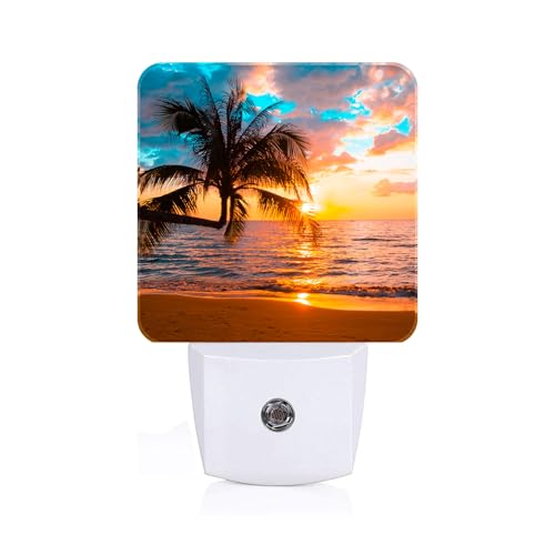 Image of Summer Sunshine Beach Night Light,Plug Into Wall Decor for Stairway,Hallway,Kitchen,Dusk to Dawn Sensor Nightlights for Boys /Girls /Women /Men Room Gifts