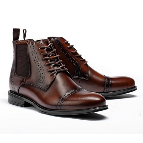 Image of ArcBrothers Men's Chelsea Boots, Relaxed Fit Roomy Toe Box Design, Premium Leather Slip-on Ankle Boots, All-Day Comfort