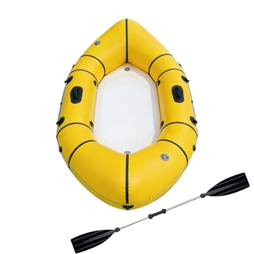 BoTongSiHai Canoa Hinchable 1/2 Personas - Packraft Plegable para Bicicleta Y Senderismo, Barco De Pesca Ultra Ligero, Hinchado Rápido, PVC Resistente(Yellow)