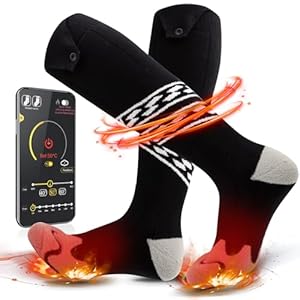 Heated Socks for Men Women,5000mAh Rechargeable Electric Heated Socks,Washable Unisex Winter Thermal Socks,Feet Warmers for Skiing Camping Hiking Hunting Outdoor