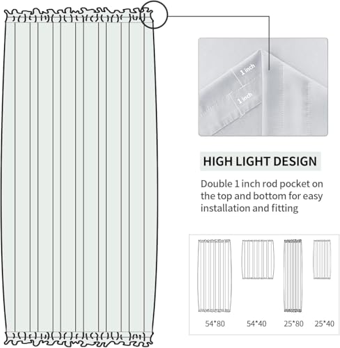 Image of DWCN French Door Curtains - Rod Pocket Thermal Curtain for Doors with Glass Window, Kitchen and Patio Doors for Privacy, 12 X 72 Inches Long, 1 Curtain Panel with Tieback, Greyish White