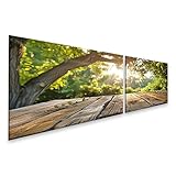 islandburner Bild auf Leinwand Eleganter Holz-Gartentisch mit gläserner Tischoberfläche Wintergarten Gartenmöbelgeschäft Leinwandbild