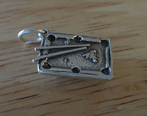 Charm - Sterling Silver - Jewelry - Pendant - Billiard Pool Table with Pool Sticks