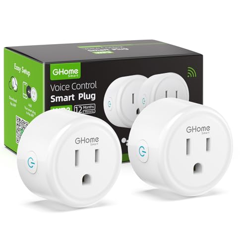 Image of [Upgraded Version] GHome Smart Mini Plug Compatible with Alexa & Google Home, WiFi Outlet Socket Remote Control, Timer Function, Only Supports 2.4GHz Network, No Hub Required, ETL FCC Listed (2 Pack)