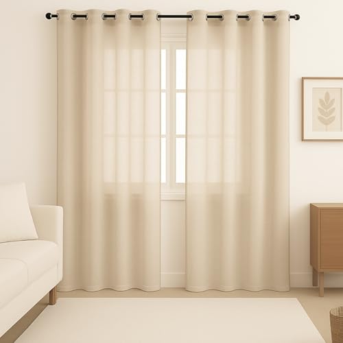 ✅ RICEVERAI - 2 tende a pannelli di colore Beige, con misura pari a 140x280 cm cadauna, ideale per finestre grandi e porte-finestre. Perfette per soggiorno, camera da letto, cucina o balcone. Possono essere abbinate a tende oscuranti per regolare meglio la luminosità.