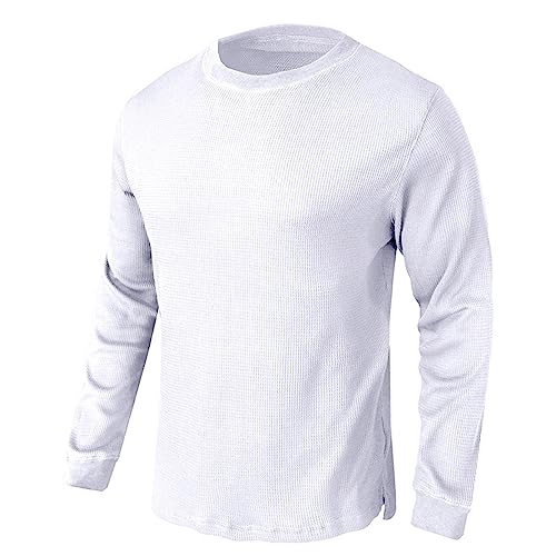 Tops de manga comprida para homens outono inverno gola redonda slim túnica crochê térmica blusas mas