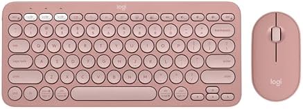 Logitech Pebble 2 Combo, Wireless Keyboard and Mouse, Quiet and Portable, Customizable, Logi Bolt, Bluetooth, Easy-Switch for Windows, macOS, iPadOS, Chrome - Tonal Rose