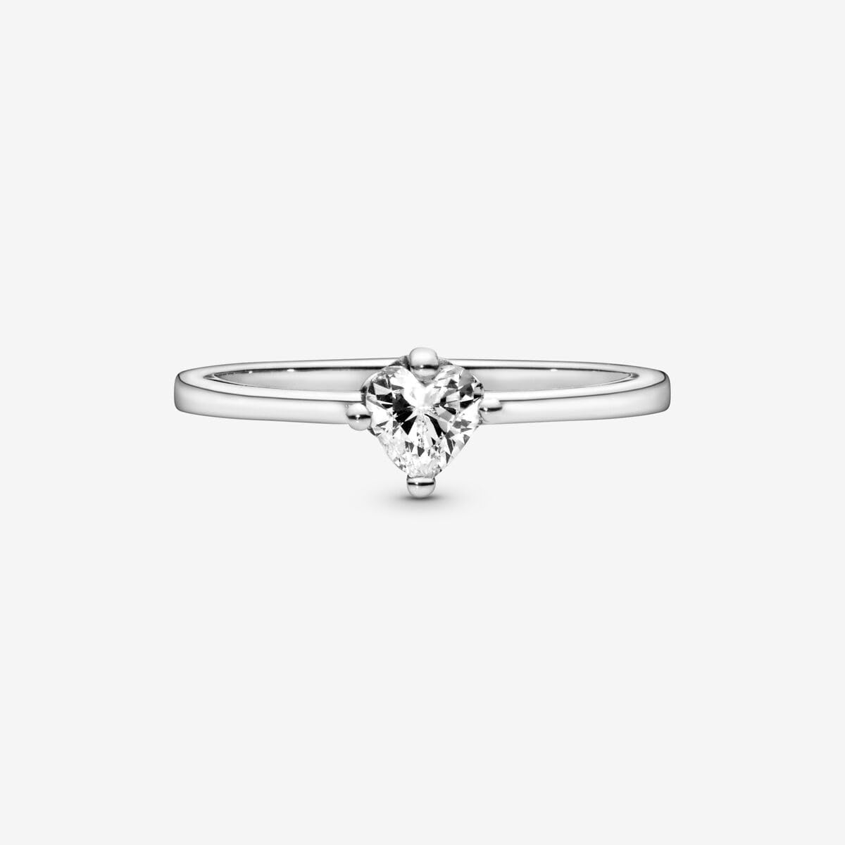 Pandora Clear Heart Solitaire Ring - Promise Ring for Women - Gift for Her - Sterling Silver with Clear Cubic Zirconia - With Gift Box