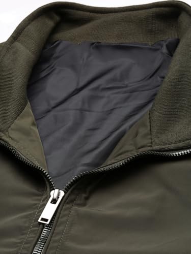 Image of SHOWOFFFF Men Solid Bomber Jacket | Mock Collar Full Sleeves Nylon Jacket for Mens | Slim Fit Regular Length Jacket for Men's