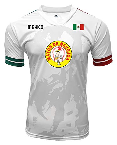 ARZA Jersey Mayos de Navojoa DTF Logo Design Mexico White Short Sleeve for Men (US, Alpha, Large, Regular, Regular, White)