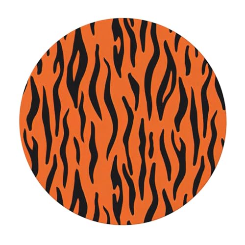 Nappe ronde imprimé tigre orange 101-127 cm lavable