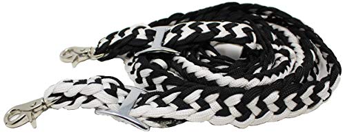 CHALLENGER Roping Knotted Horse Tack Western Barrel Reins Rein Nylon Braided 8 Ft. Black WH 60703
