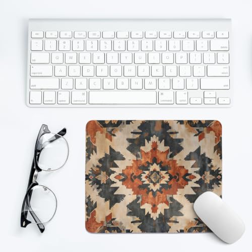 Image of Brown Vintage Western Aztec Mouse Pad,Tribal Southwestern Mouse Pad | Rustic Mouse Pad for Office Dorm Desktop Decor,Tribal Native Style Keyboard Mat Ideal for Western Home Decor