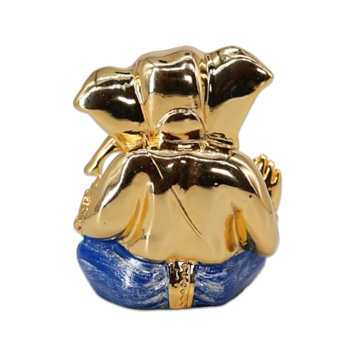 Image of Gold Plated Appu Ganesha | Ganpati Murti Idol for Car Dashboard, Office Desk, Home Temple & Gifting |Blessings & Prosperity |Positivity Good Luck & Success | Height 2.7 Inch