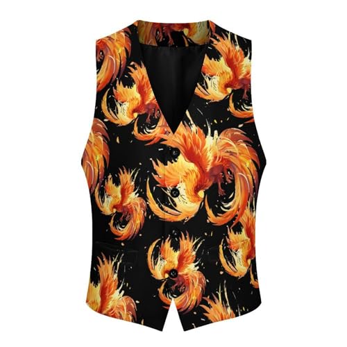 Rising Phoenixess Fire Fenix Men's Suit Vests Business Formal Dress V-Neck Waistcoat Tops with 2 Pockets4