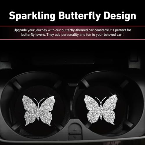 Set 2 posavasos mariposa para carro blanco y negro miniatura 7