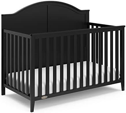 Graco Wilfred 5-in-1 Convertible Crib (Black) – GREENGUARD Gold Certified, Converts to Toddler Bed and Full-Size Bed, Fits Standard Full-Size Crib Mattress, Adjustable Mattress Support Base