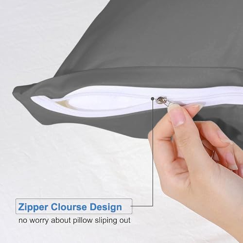 Image of Comfort Beddings Pack of 2 Travel Pillowcases 12x16 Premium 100% Cotton Blend Grey Travel Pillow Case Zipper Closure, Super Soft and Cozy Travel Pillow Covers (Size-12x16, Dark Grey)