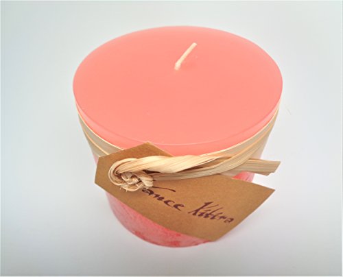 Vance Kitira Timber Pillar Candle - Coral - 3.25" X 3" #TOP2