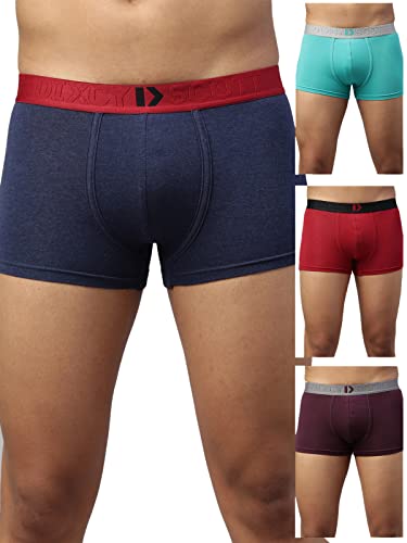 Image of Dixcy Scott Maxmius Mens Solid Mid Rise Body Fit Innerwear - Elate Trunk- Assorted - Print & Color May be Vary (Pack of 4)