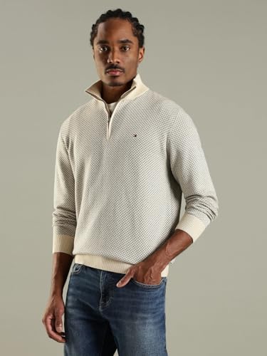 Image of Texture Regular Fit Cotton Sweater