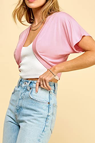 Image of Lock and Love Women's Versatile Open Front Lightweight Short Sleeve Bolero Shrug