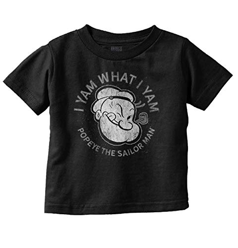 I Yam What I Yam Popeye Sailor Man Toddler Boy Girl T Shirt Black