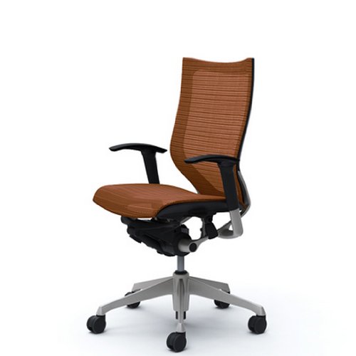 バロン (Baron) チェア 【ハイバック】 シルバ-フレーム 可動肘 座メッシュ ブラウン CP85CR FEH8