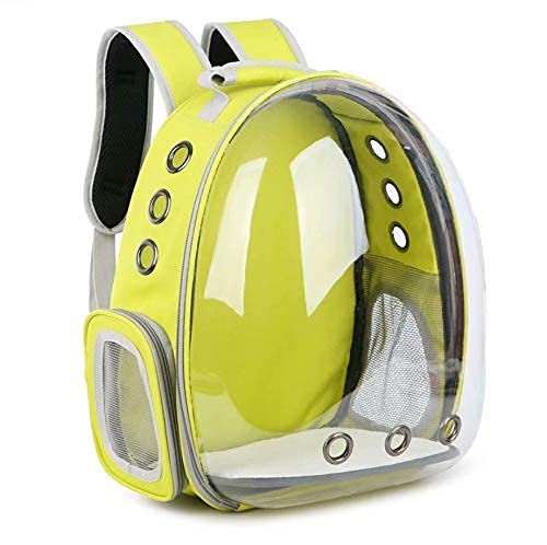 Honhan Transparent Capsule Pet Travel bBag Backpack for Puppies Dogs Cat Carriers Bag with Two Side Ventilation Holes. (Yellow)