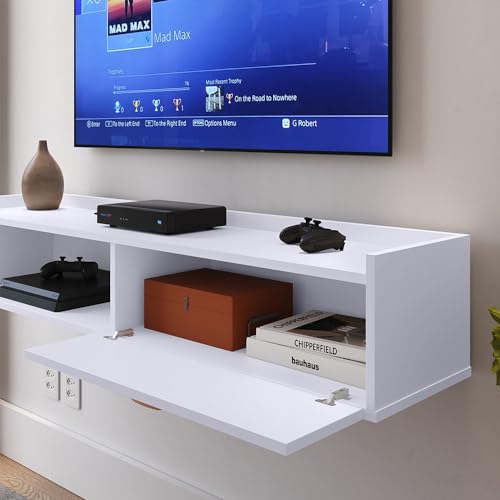 Rack Tv Smart Suspenso Home Decor 1 Porta Nicho Organizador Decoração Sala Quarto Compacto 1.20 Puxa