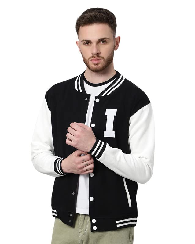 BE SAVAGEMen's Cotton Blend Standard Length Varsity Jacket