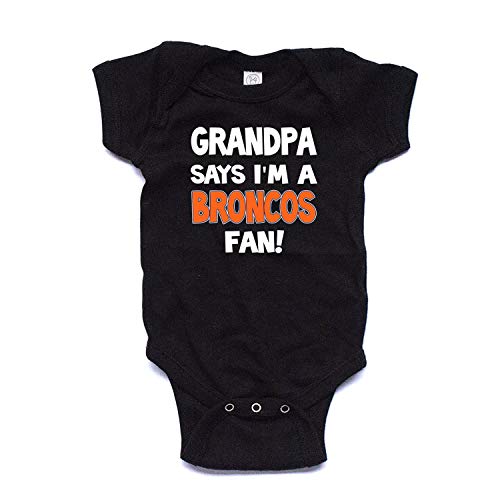 NanyCrafts Grandpa says I'm a Broncos Fan Baby Bodysuit Black 6M