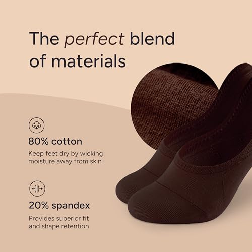 Image of Eedor No Show Socks Women - Low Cut Ankle, Non Slip | Breathable Cotton & Spandex, Flat Boat Line Invisible Socks with Silicone Heel Grips, for Flats, Heals, Loafers