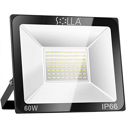 SOLLA 60W LED Flood Light, 4800lm, IP66 Waterproof, 6000K Daylight White, Super Bright