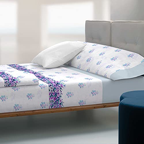 TOLRÁ Juego DE SÁBANAS TK030 100% ALGODÓN - Azul, 150 cm.