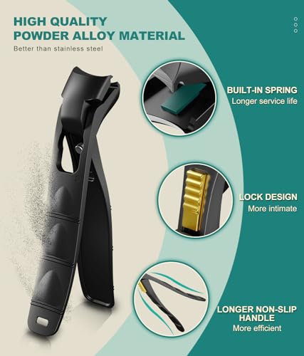 ILLFER Curved Toenail Clipper with Safety Lock Heavy Duty Thick Nail Cutter for Ingrown - image 6