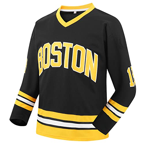 Afuby Boston Hockey Jersey Happy Gilmore 18 Adam Sandler 1996 Movie Ice Hockey Jerseys Stitched (Medium, Black)