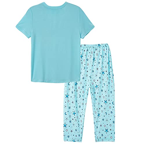 Image of YIJIU Women Soft Comfy Pajamas Cute Cat Short Sleeve Capri Pants PJS Set