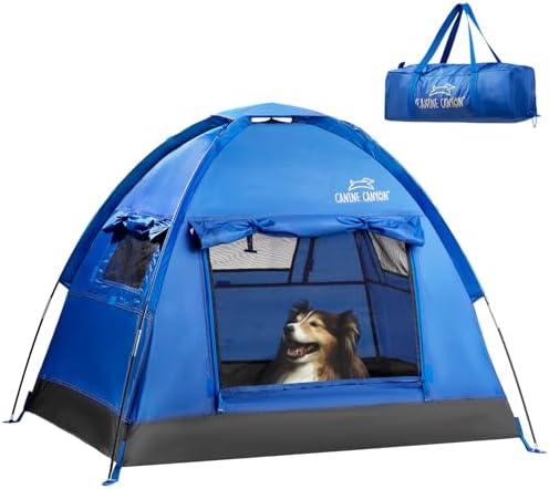 Canine Canyon Luna Portable Dog Tent, Indoor/Outdoor Dog House for Camping, Waterproof Cat and Dog Tents with Zippered Door and Mesh Windows for Airflow and Ventilation for Beach, Backyard
