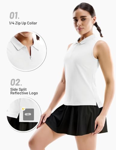 Image of MIER Womens Sleeveless Golf Polo Shirt, UPF 50+ Quick Dry Quarter Zip Tops