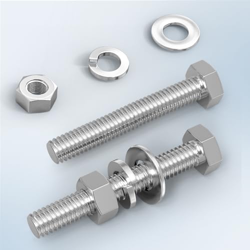 Image of 20PCS 3 /8-16 x 3 304 Stainless Steel Fully Threaded Bolt with Nut Flat & Lock Washers and Spanner