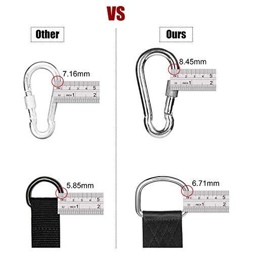 Kuyang Set of 2 Hammock Straps, 5ft Tree Swing Straps with 2 Heavy Duty Carabiners, Camping Hammock Rope Straps Accessories, Holds Up to 2204 LB, Compact & Easy to Set Up