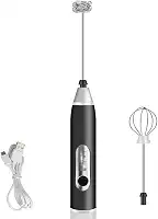 Mini Mixer Recarregável Batedor Espumador De Bebidas Batedor Ovos Fuê Portátil Elétrico (Preto)