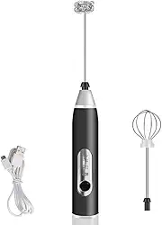 Mini Mixer Recarregável Batedor Espumador De Bebidas Batedor Ovos Fuê Portátil Elétrico (Preto)
