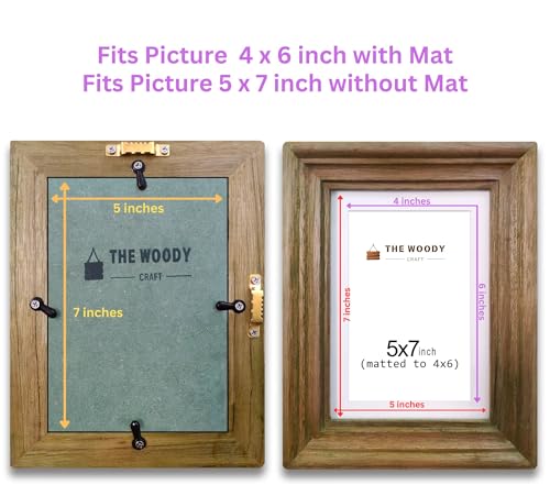 Image of Wooden Rectangular Photo Frame With Mat,Brown Photo Frame 4 X 6 Inch With Mat Or 5 X 7 Inch Without Mat For Wall Decoration,Gallery Walls,Best Wooden Photo Frames For Posters & Photos