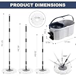 Spin Mop and Bucket System with180-Degree Rotating Head Telescopic Handle Dual Chamber Bucket Floor Cleaning Set with 3 Mop Refills Dual-Function Wringing Hand-Press and Foot-Pedal - Image 2